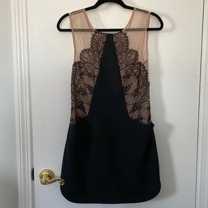 BCBG Max Azria Avery black lace and nude sleeveless dress - Size 2